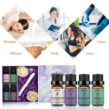 Load image into Gallery viewer, 4 Pack Essential Oils Set(Vetiver,Lemongrass,Rosemary,Eucalyptus)