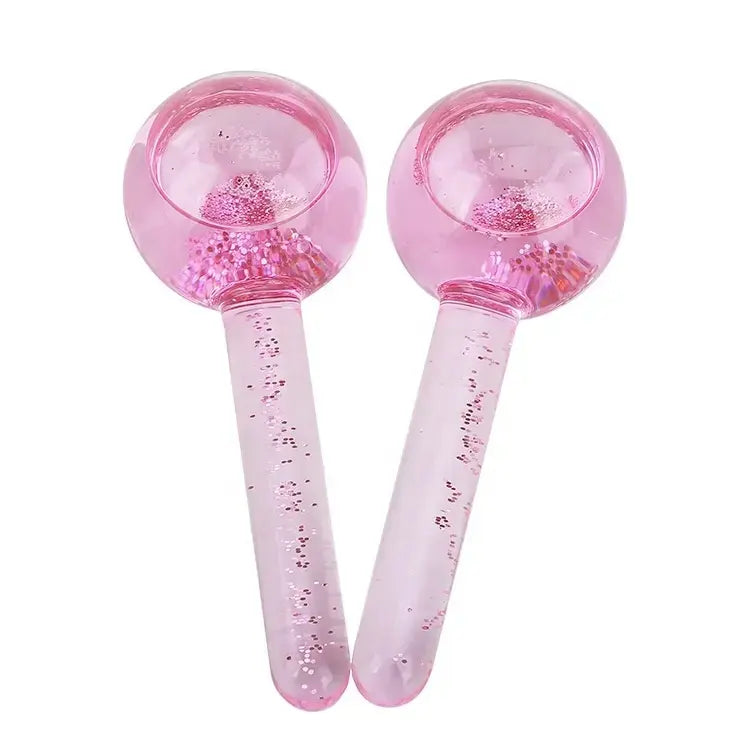 Private Label Ice Globes For Face Pink Blue Roller Facial Massage Ball Cooling Skin Care Beauty Products