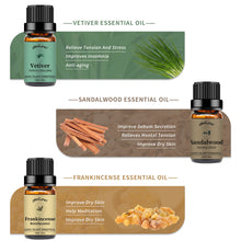 Load image into Gallery viewer, 6 Pack Essential Oils Set(Jasmine Lemon Vetiver Rose Frankincense Sandalwood)
