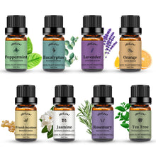 Load image into Gallery viewer, 8 Pack Essential Oils Set( Jasmine,Lavender,Orange,Eucalyptus,Rosemary,Frankincense,Peppermint,Tea Tree)
